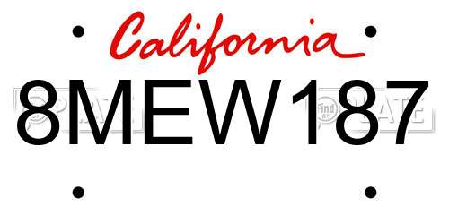 8MEW187 California License Plate