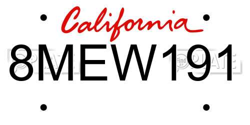 8MEW191 California License Plate