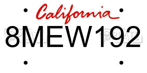 8MEW192 California License Plate