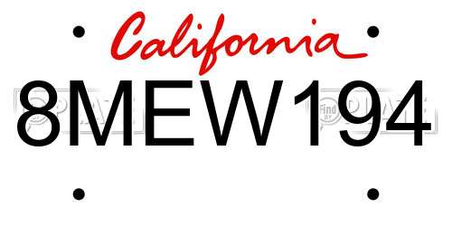 8MEW194 California License Plate