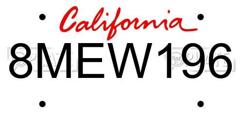 8MEW196 California License Plate
