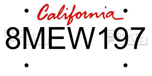 8MEW197 California License Plate