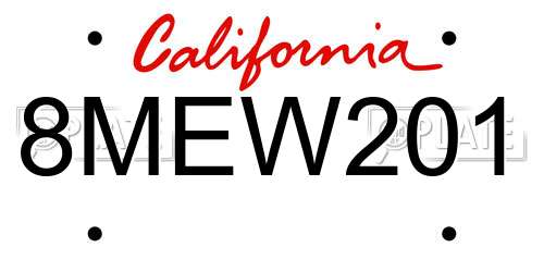 8MEW201 California License Plate