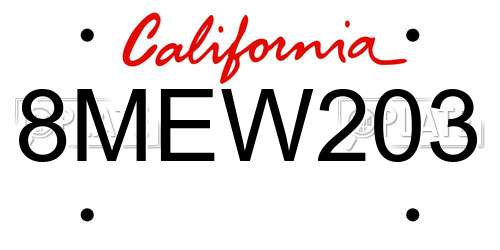 8MEW203 California License Plate