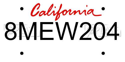 8MEW204 California License Plate