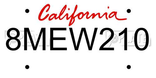 8MEW210 California License Plate