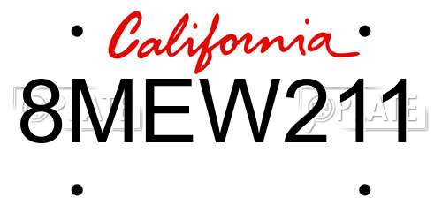 8MEW211 California License Plate