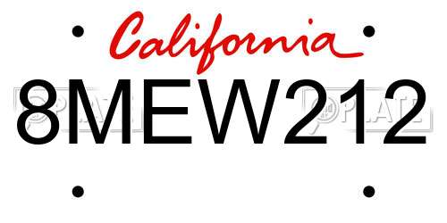8MEW212 California License Plate