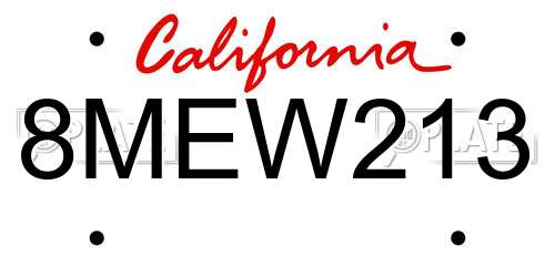 8MEW213 California License Plate