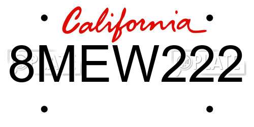 8MEW222 California License Plate