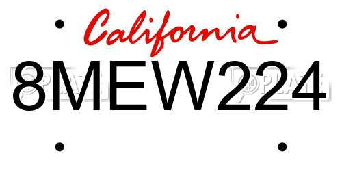 8MEW224 California License Plate