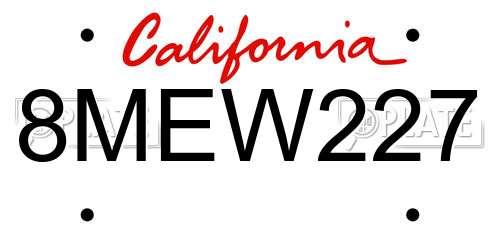 8MEW227 California License Plate