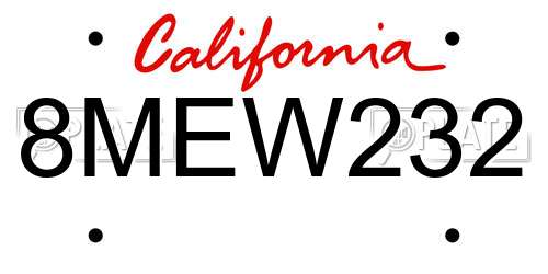 8MEW232 California License Plate