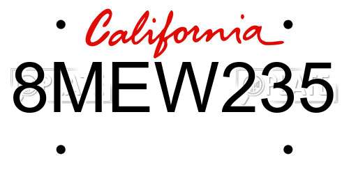 8MEW235 California License Plate