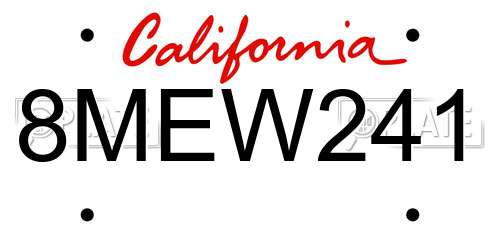 8MEW241 California License Plate