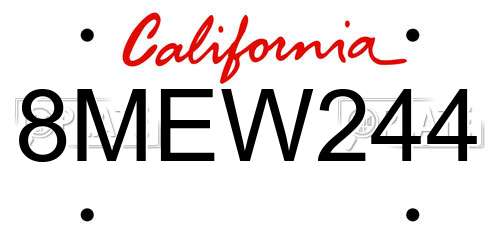 8MEW244 California License Plate