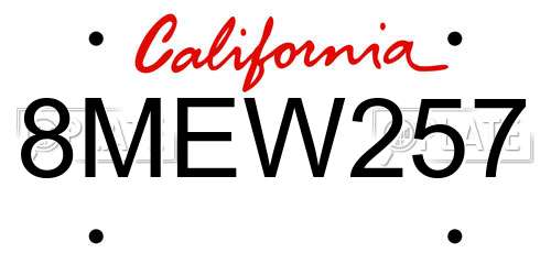 8MEW257 California License Plate