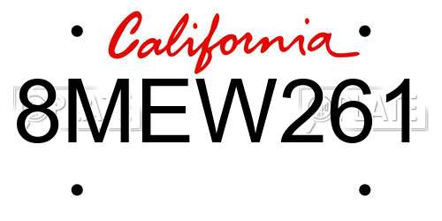 8MEW261 California License Plate