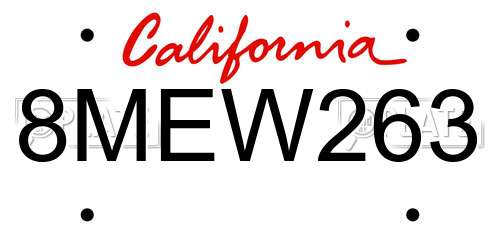 8MEW263 California License Plate