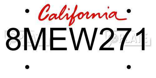 8MEW271 California License Plate