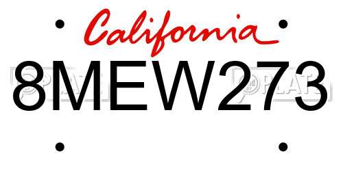 8MEW273 California License Plate