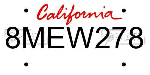 8MEW278 California License Plate