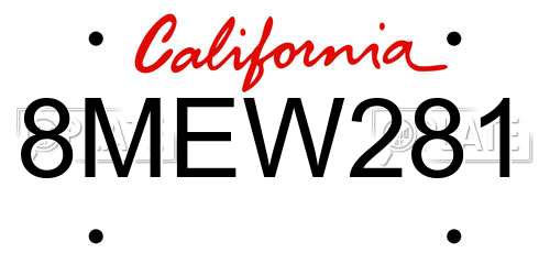 8MEW281 California License Plate