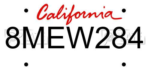 8MEW284 California License Plate