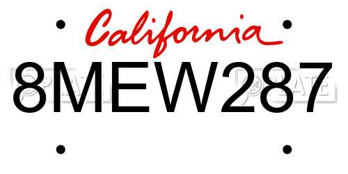 8MEW287 California License Plate