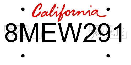 8MEW291 California License Plate