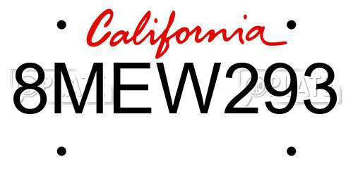 8MEW293 California License Plate
