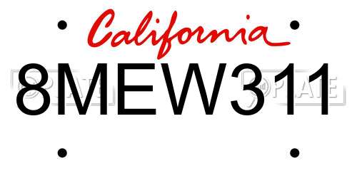 8MEW311 California License Plate