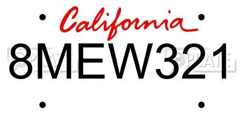 8MEW321 California License Plate