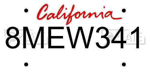 8MEW341 California License Plate