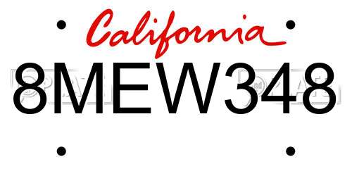 8MEW348 California License Plate