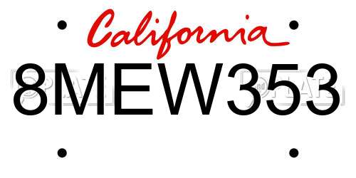 8MEW353 California License Plate