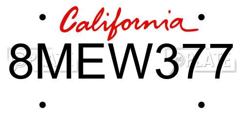 8MEW377 California License Plate