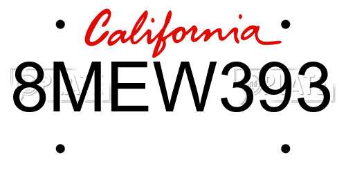 8MEW393 California License Plate