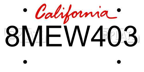 8MEW403 California License Plate