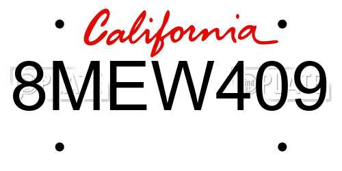 8MEW409 California License Plate