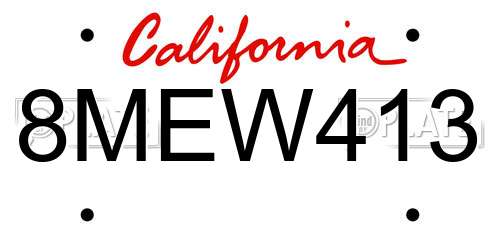 8MEW413 California License Plate