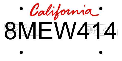 8MEW414 California License Plate
