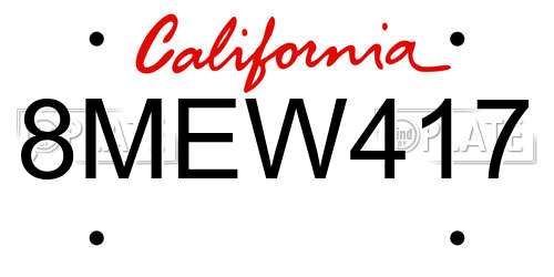 8MEW417 California License Plate