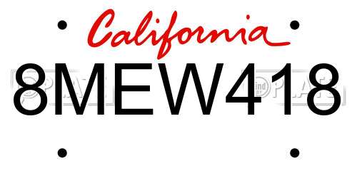 8MEW418 California License Plate