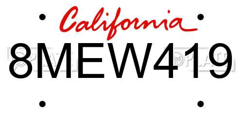 8MEW419 California License Plate