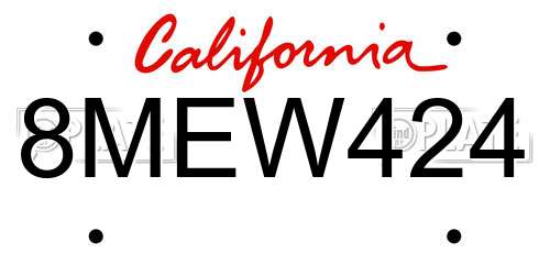 8MEW424 California License Plate