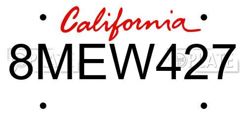 8MEW427 California License Plate