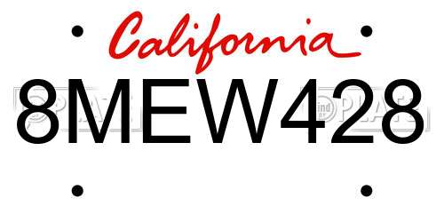 8MEW428 California License Plate