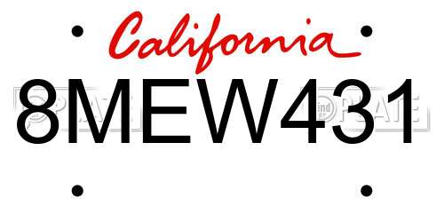 8MEW431 California License Plate