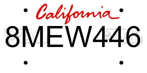 8MEW446 California License Plate